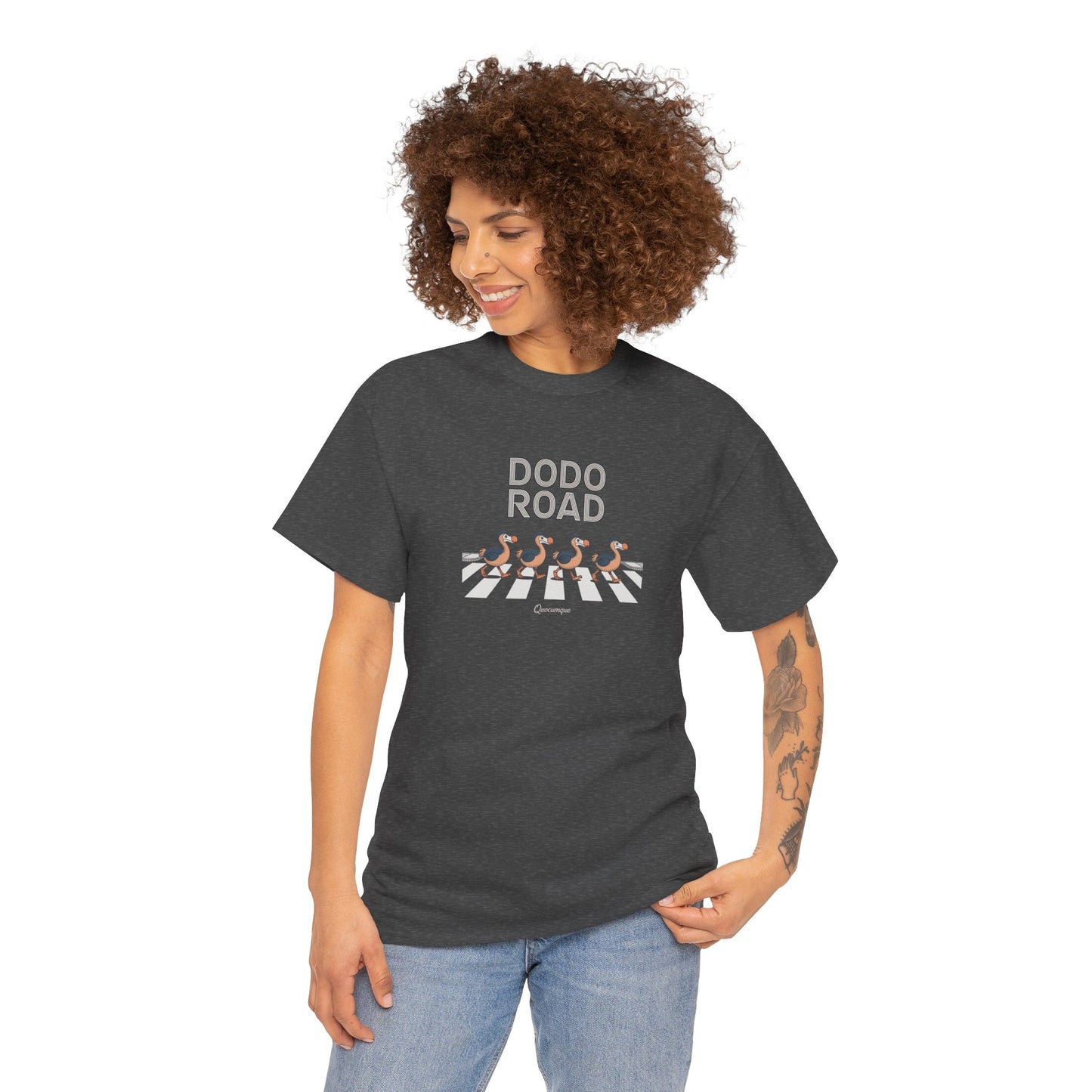 T-shirt Quocumque, " Dodo Road ", Île de La Réunion, Confort Coton, Elégant, Souvenir Unique, Cadeau, Unisexe, Esprit Voyageur, Créole, Bourbon