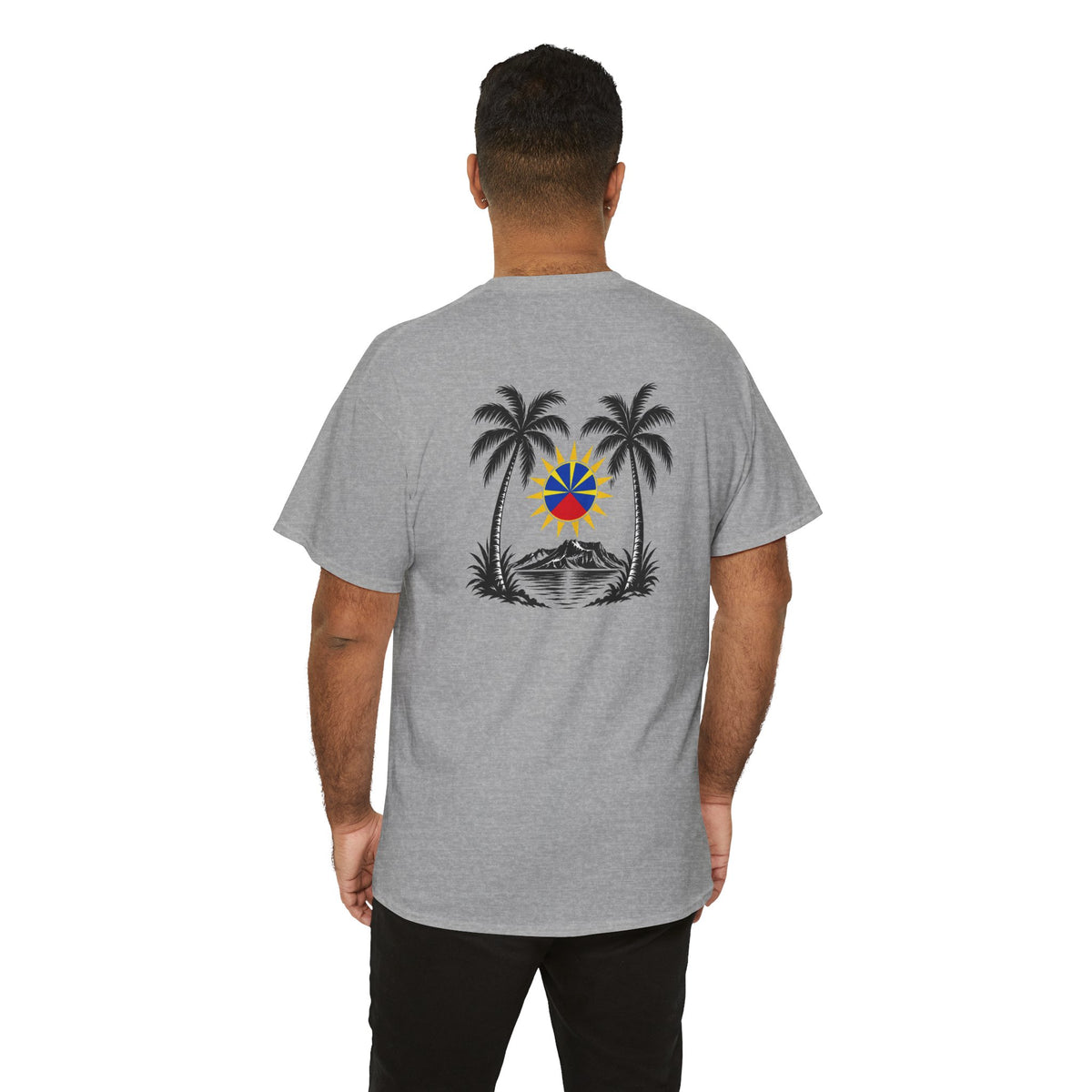 T-shirt " Palmiers", Destination Île de La Réunion, Confort Coton, Sobre, Elégant, Souvenir Unique, Vêtement Adulte, Unisexe, Esprit Voyageur