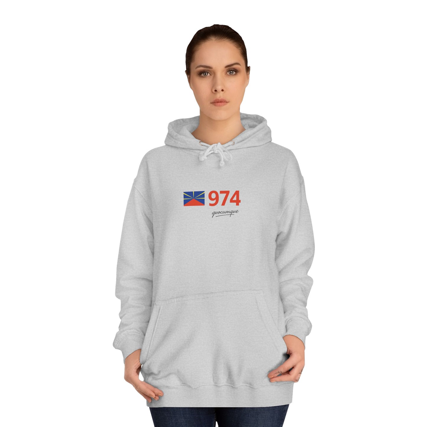 Sweat à Capuche "974 drapeau" pour Adulte, Hoodie, Unisexe, Élégance, Sobriété, Homme, Femme, Indicatif Réunion, Drapeau Local