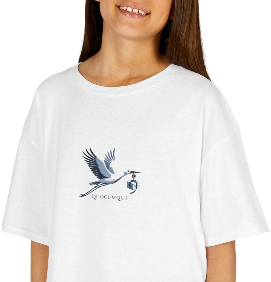 T-shirt Quocumque "Cigogne", Douceur Coton, Pour les enfants de 5-6 ans( Taille XS), Pour les 7-8 ans( taille S), Pour les 9-10 ans( taille M), Pour les 11-12 ans( taille L), Pour les 13-14 ans( taille XLS)