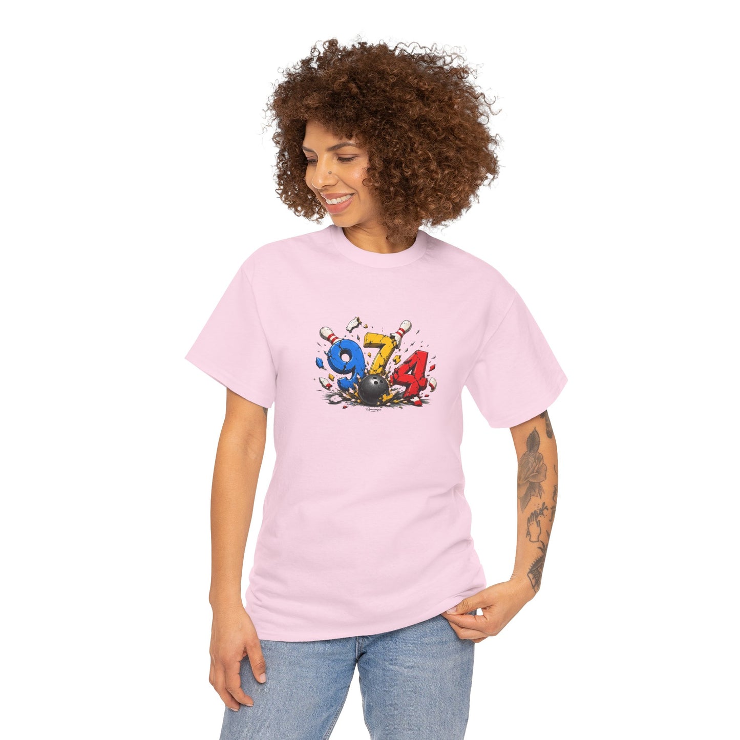 T-shirt " 974 Bowling ", Destination Île de La Réunion, Confort Coton, Sobre, Elégant, Souvenir Unique, Vêtement Adulte, Unisexe, Esprit Voyageur