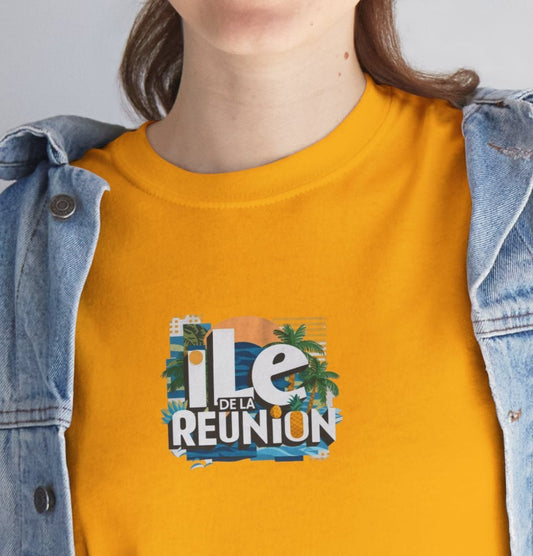 T-shirt Île de La Réunion "ananas", Confort Coton, Sobre, Elégant, Unique, Cadeau, Unisexe, Esprit Voyageur, Adulte, Florebo Quocumque Ferar