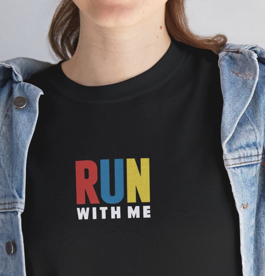 T-shirt Quocumque "RUN With Me", Île de La Réunion, Sobre, Elégant, Souvenir Unique, Cadeau, Unisexe, Esprit Voyageur, Adulte, Sportif