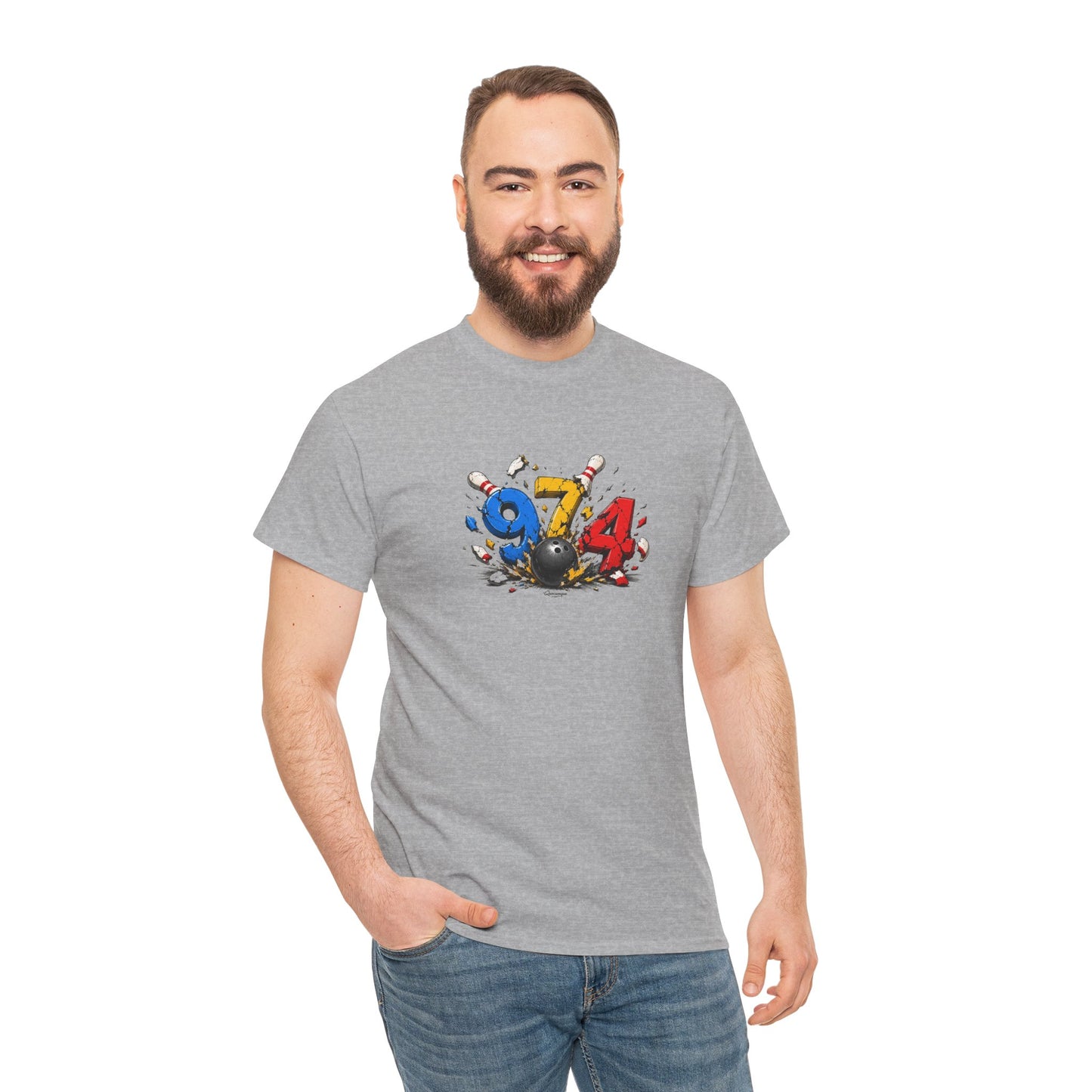 T-shirt " 974 Bowling ", Destination Île de La Réunion, Confort Coton, Sobre, Elégant, Souvenir Unique, Vêtement Adulte, Unisexe, Esprit Voyageur
