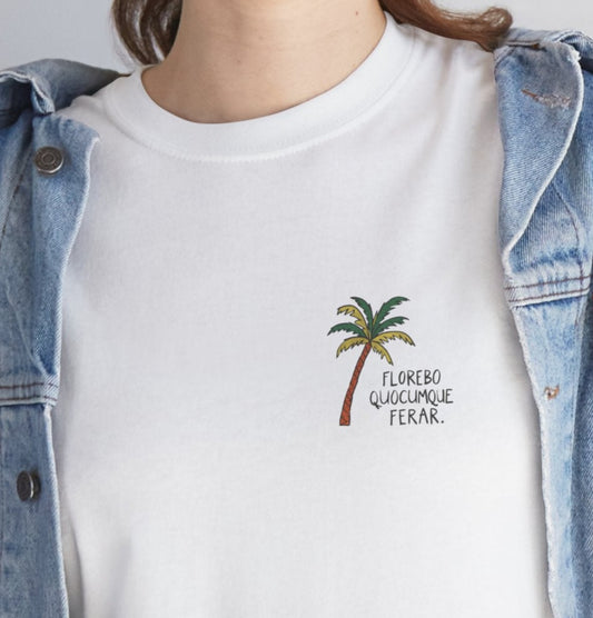 T-shirt Florebo Quocumque Ferar, île de La Réunion, Confort Coton, Sobre, Elégant, Souvenir Unique, Cadeau, Unisexe, Esprit Voyageur, Adulte