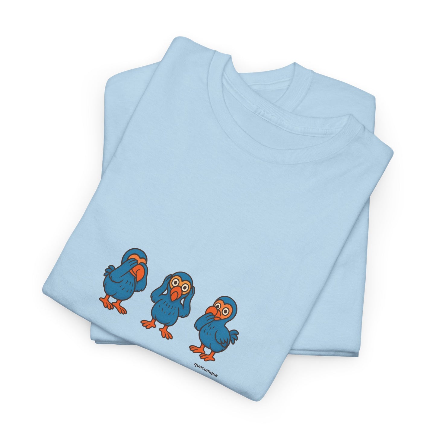 T-shirt Quocumque, "3 Dodos de la Sagesse", Confort, Souvenir Unique, Cadeau, Unisexe, Délicatesse, Homme, Femme, Adulte, Sportif, Liberté, Détente