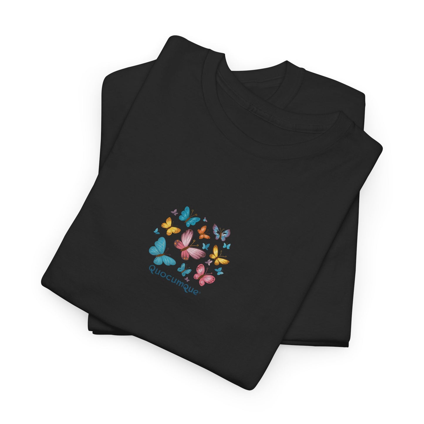 T-shirt Quocumque "Papillons", Légèreté, Les Beaux Jours, Confort Coton, Sobre, Elégant, Souvenir Unique, Cadeau, Unisexe, Esprit Voyageur