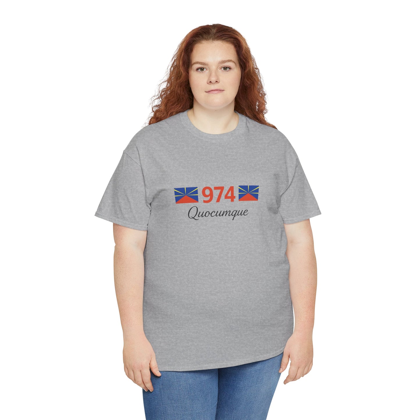 T-shirt "974 Drapeaux", Île de La Réunion, Confort Coton, Sobre, Elégant, Souvenir Unique, Cadeau, Unisexe, Esprit Voyageur