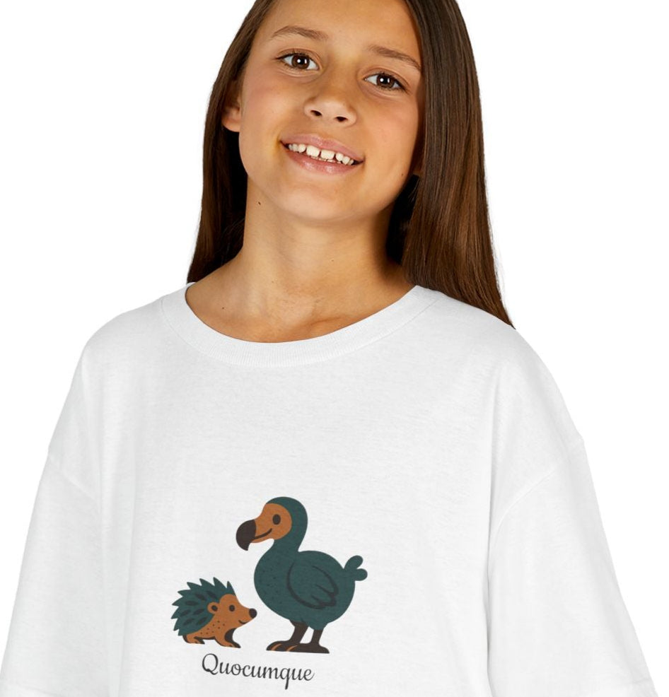 T-shirt Quocumque, " Dodo et Tangue", Animaux Mascotte, Douceur Coton, Pour les enfants de 5-6 ans( Taille XS), Pour les 7-8 ans( taille S), Pour les 9-10 ans( taille M), Pour les 11-12 ans( taille L), Pour les 13-14 ans( taille XL)