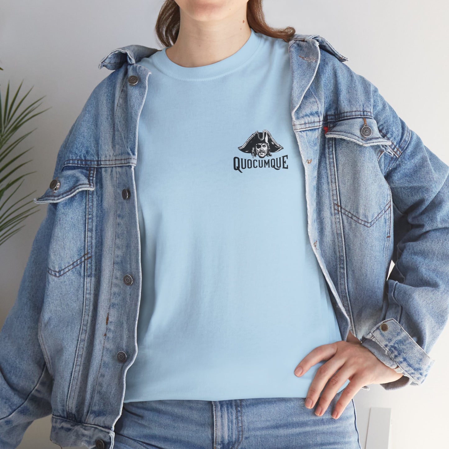 T-shirt Quocumque  "Pirate ", La Réunion, Confort Coton, Sobre, Elégant, Unique, Cadeau, Unisexe, Esprit Voyageur, pour adulte, Homme, Femme