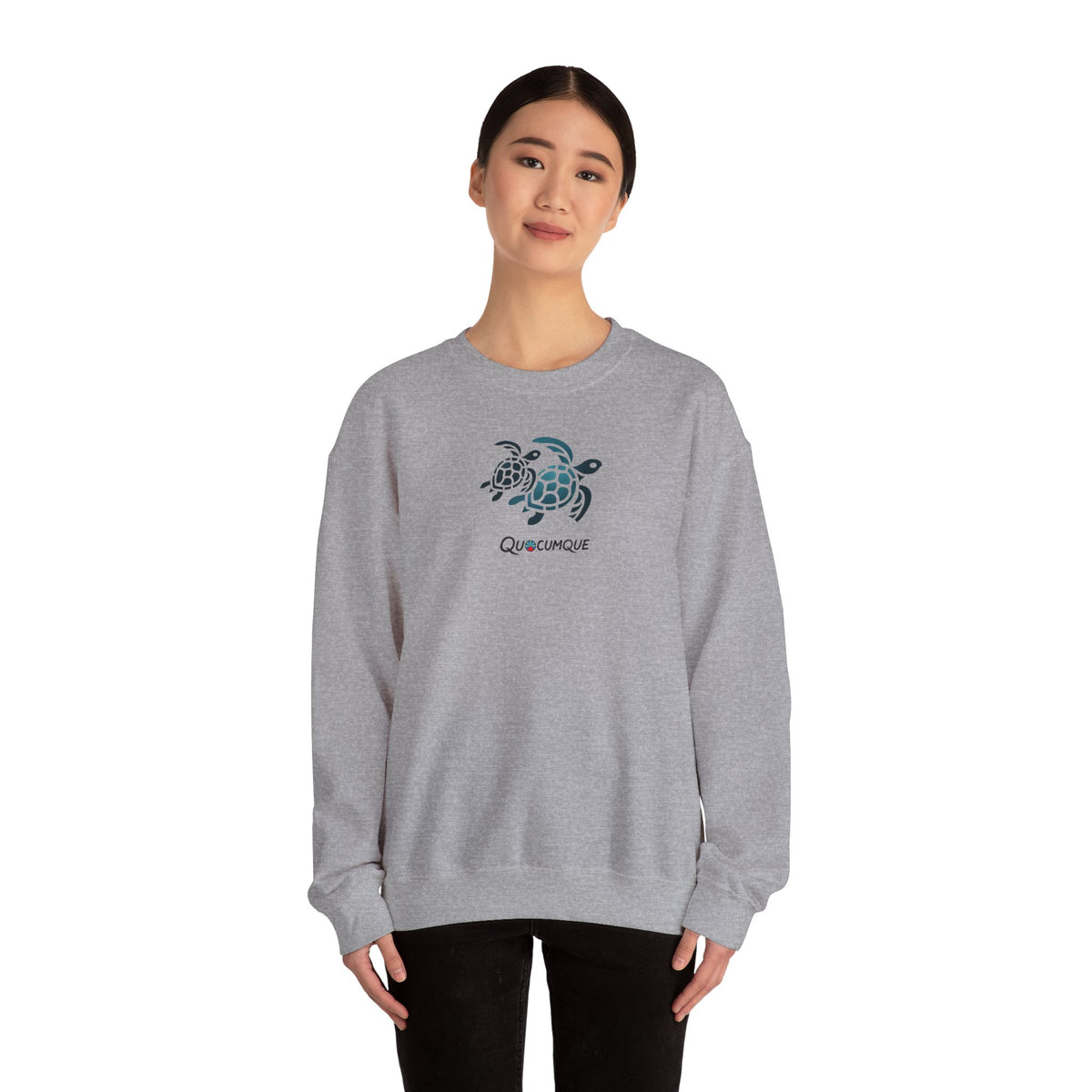 Sweat Quocumque "Tortue Marine", Exotique, Destination Île De La Réunion, Adulte, Homme, Femme, Sportive, Sportif, Décontracté, Drapeau Régional