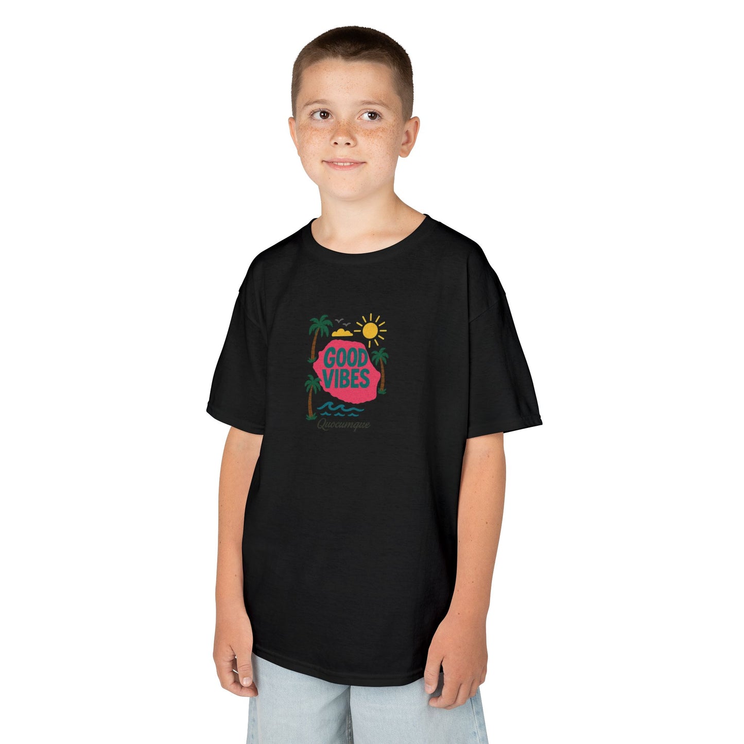 T-shirt "974 Good Vibes"", Île de La Réunion, Douceur Coton, Pour les enfants de 5-6 ans( Taille XS), Pour les 7-8 ans( taille S), Pour les 9-10 ans( taille M), Pour les 11-12 ans( taille L), Pour les 13-14 ans( taille XLS)