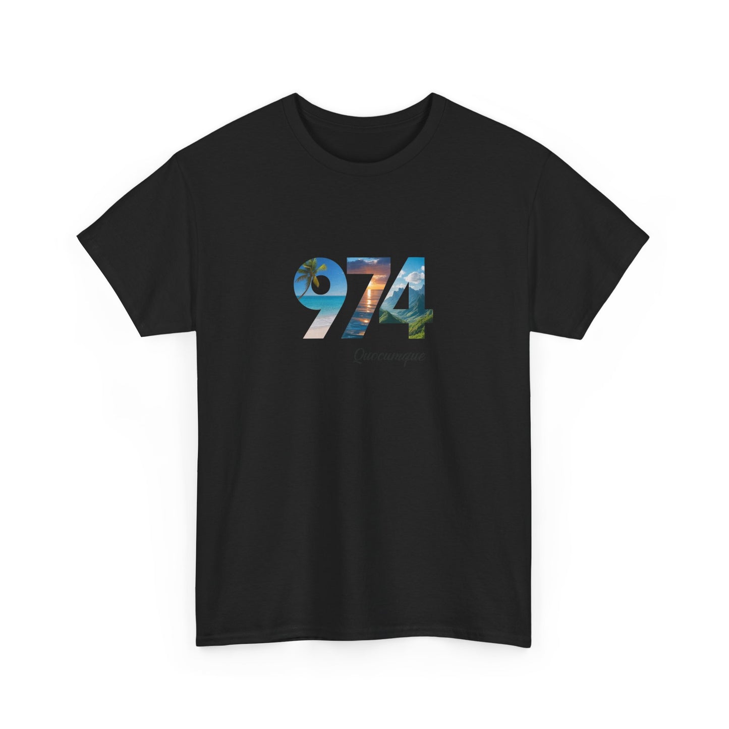 T-shirt "974", Île de La Réunion, Confort Coton, Sobre, Elégant, Souvenir Unique, Cadeau, Unisexe, Esprit Voyageur