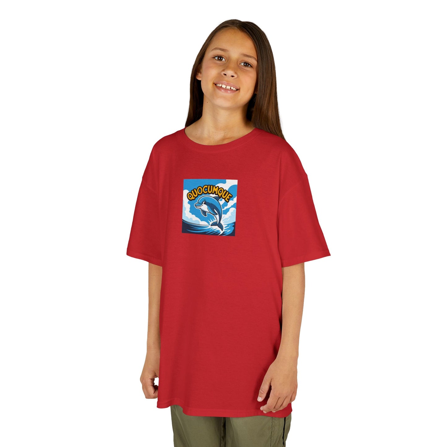 T-shirt Quocumque, Dauphin, Mammifère Marin, Douceur Coton, Pour les enfants de 5-6 ans( Taille XS), Pour les 7-8 ans( taille S), Pour les 9-10 ans( taille M), Pour les 11-12 ans( taille L), Pour les 13-14 ans( taille XL)