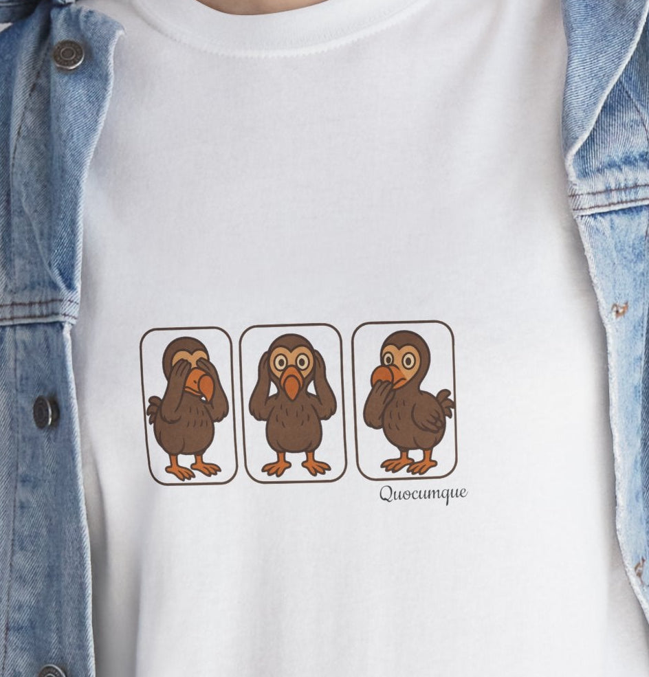 T-shirt Quocumque, "3 Dodos de la Sagesse", Confort, Souvenir Unique, Cadeau, Unisexe, Délicatesse, Homme, Femme, Adulte, Sportif, Liberté, Détente