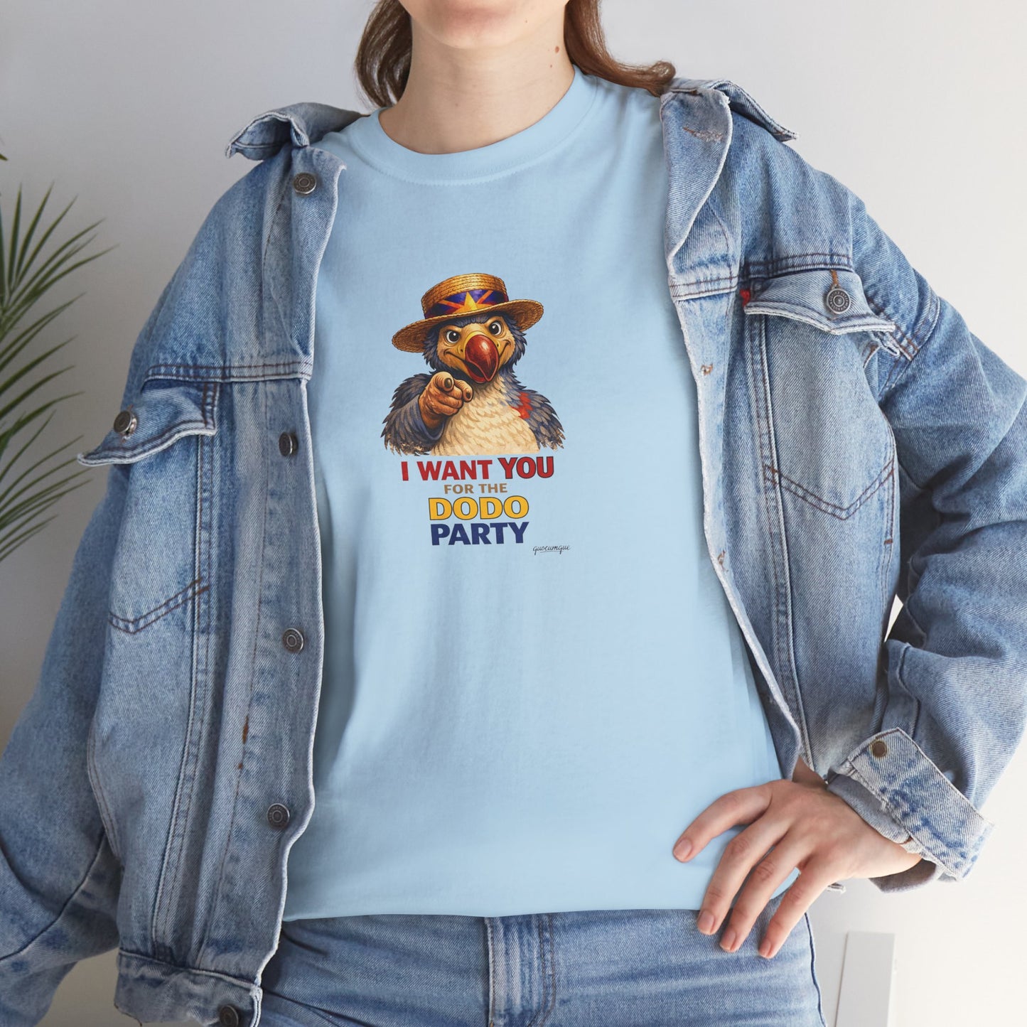T-shirt Quocumque, " Dodo Party", Confort, Souvenir Unique, Cadeau, Unisexe, Délicatesse, Homme, Femme, Adulte, Sportif, Liberté, Détente