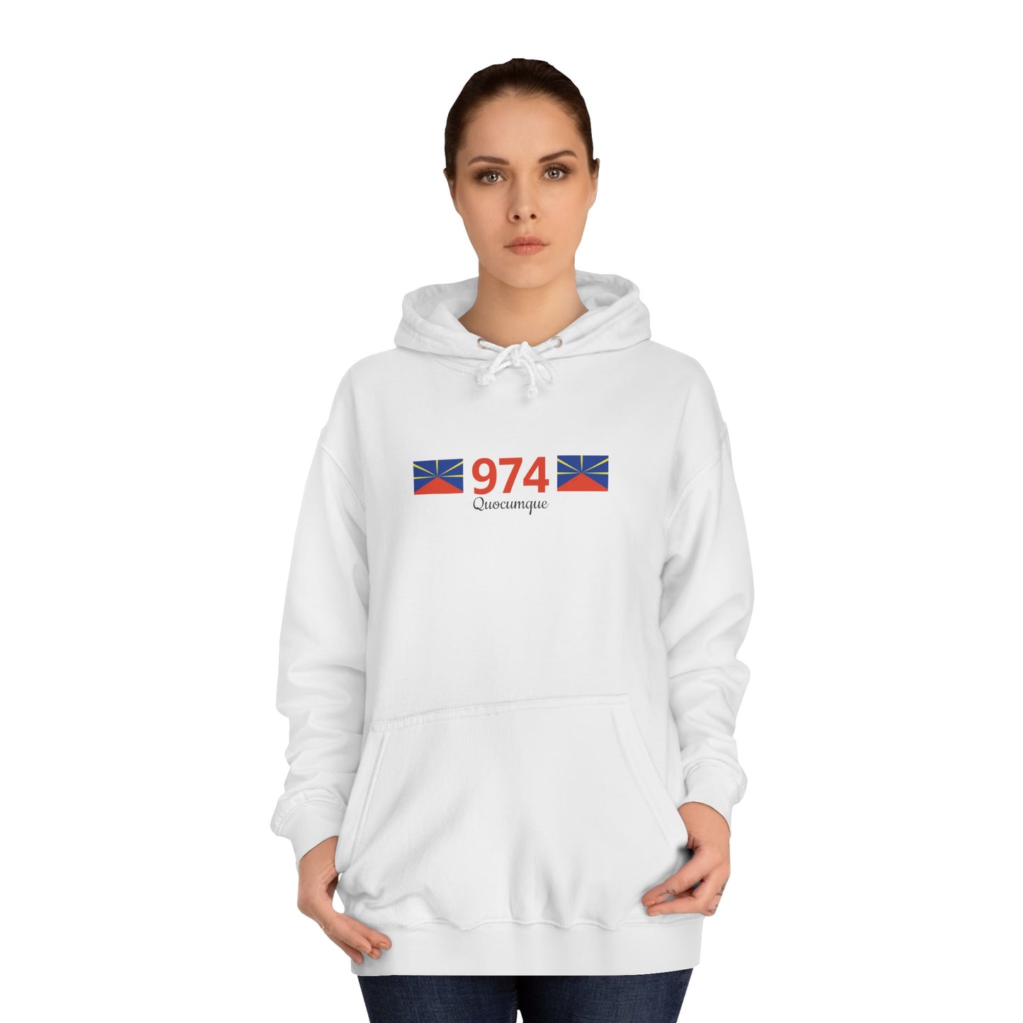 Sweat à Capuche "974" pour Adulte, Hoodie, Unisexe, Élégance, Sobriété, Homme, Femme, Indicatif Réunion, Drapeau Local