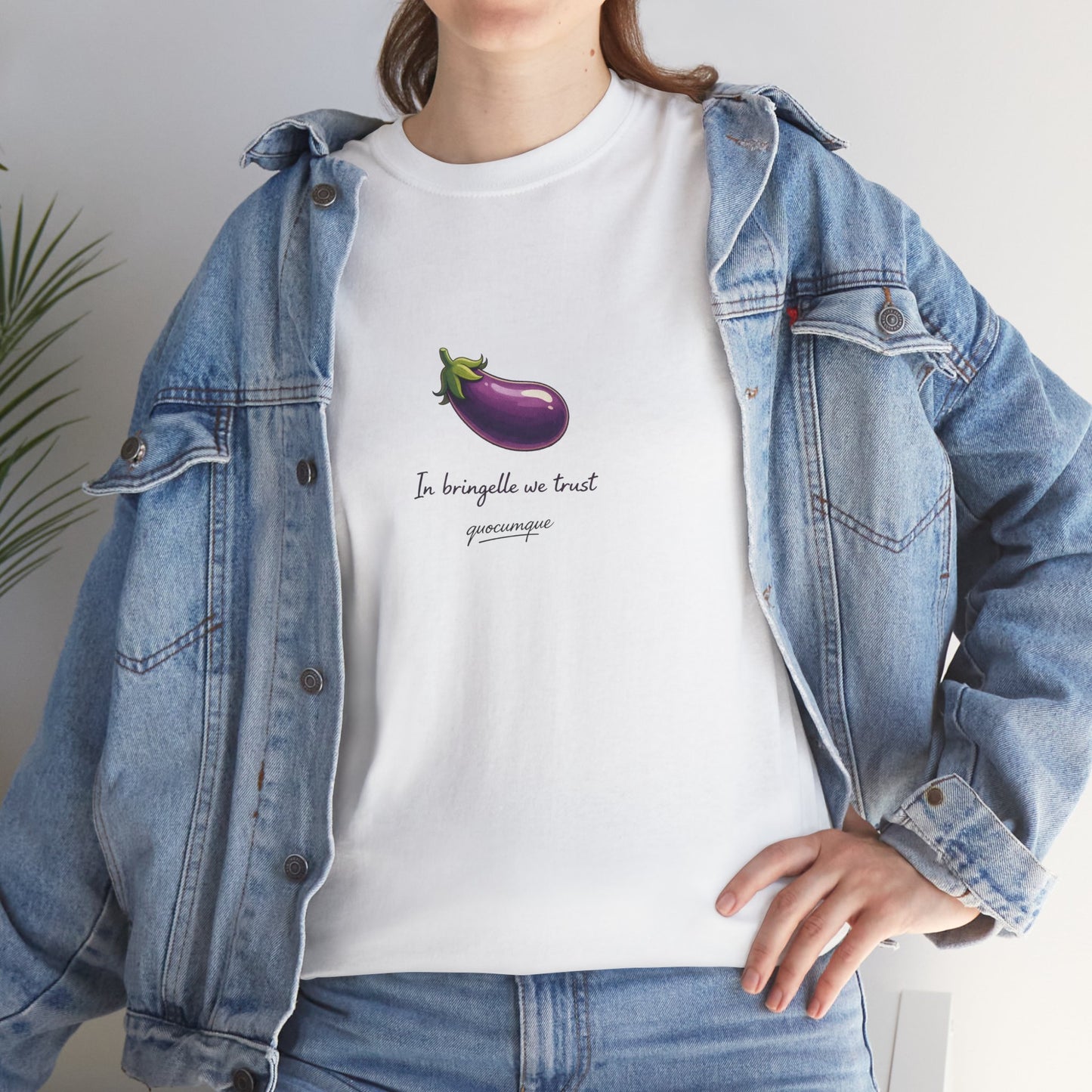T-shirt Quocumque "Bringelle", Confort Coton, Sobre, Elégant, Souvenir Unique, Cadeau, Unisexe, Esprit Voyageur, Adulte, Espace
