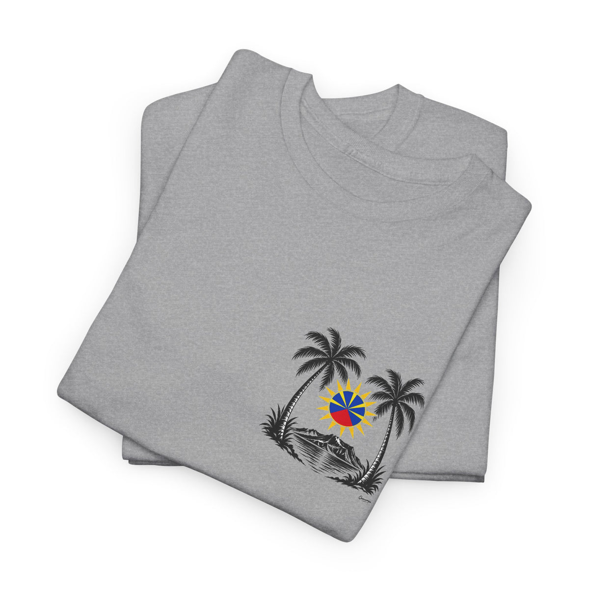 T-shirt Quocumque, "Palmiers", Discret, Île de La Réunion, Confort Coton, Elégant, Souvenir Unique, Cadeau, Unisexe, Esprit Voyageur, Créole, Bourbon