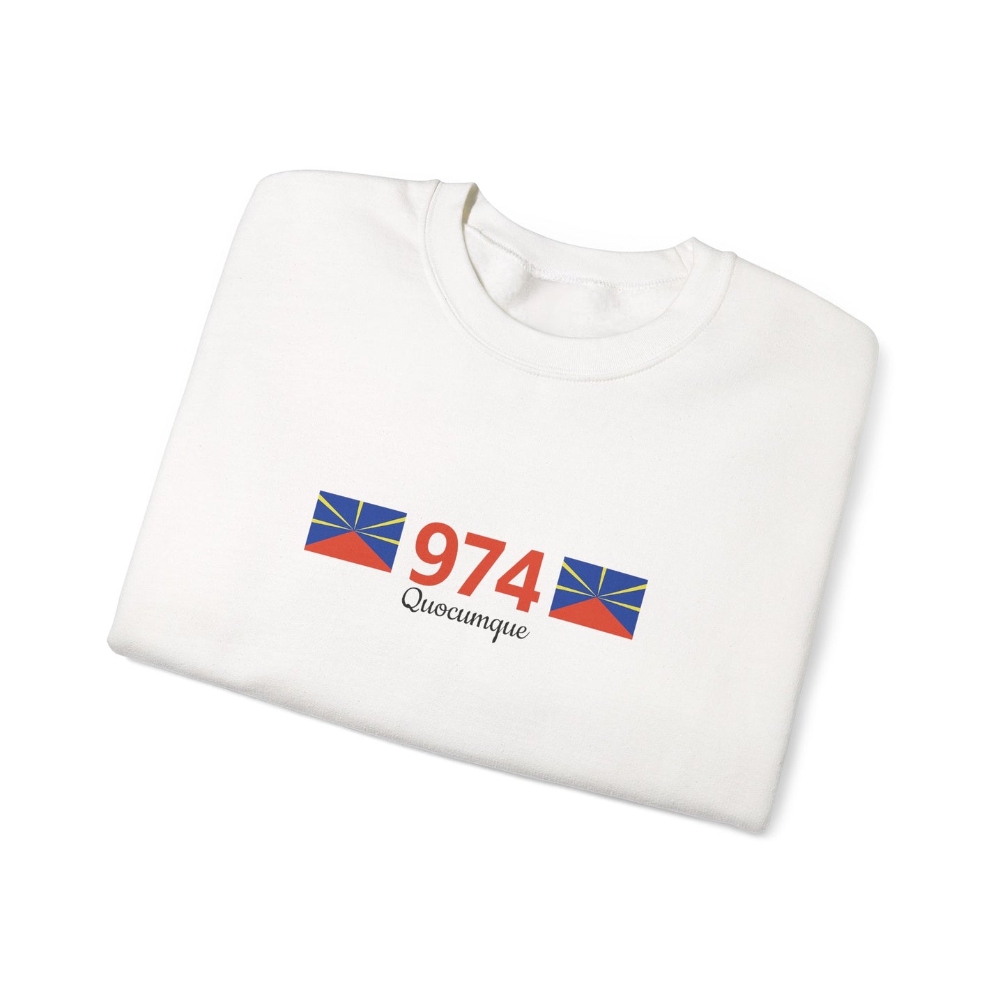 Sweat Quocumque "974", Exotique, Destination Île De La Réunion, Adulte, Homme, Femme, Sportive, Sportif, Décontracté, Drapeau Régional