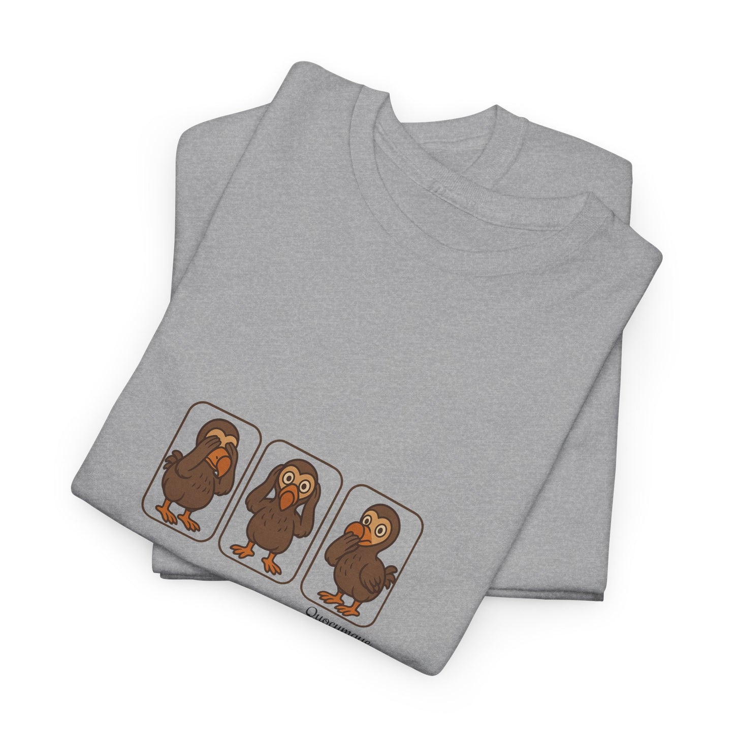T-shirt Quocumque, "3 Dodos de la Sagesse", Confort, Souvenir Unique, Cadeau, Unisexe, Délicatesse, Homme, Femme, Adulte, Sportif, Liberté, Détente