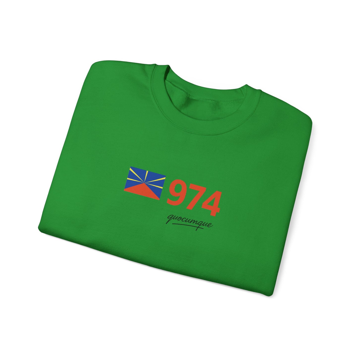 Copy of Sweat Quocumque "974 drapeau", Exotique, Destination Île De La Réunion, Adulte, Homme, Femme, Sportive, Sportif, Décontracté, Drapeau Régional