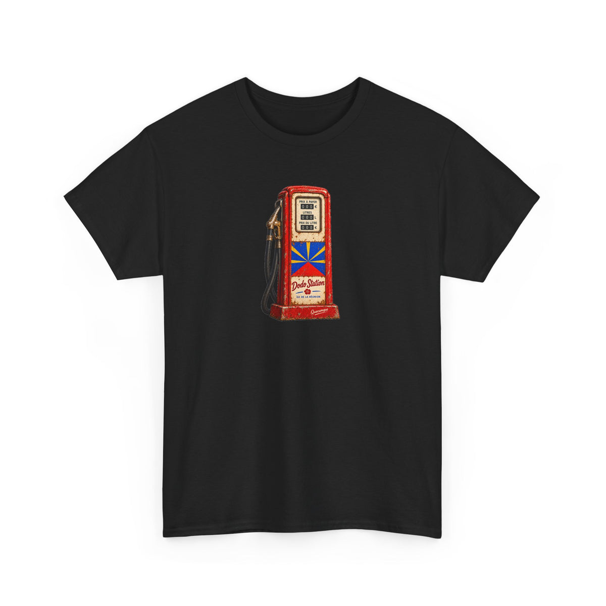 T-shirt Quocumque, "Station Essence", Île de La Réunion, Confort Coton, Elégant, Souvenir Unique, Cadeau, Unisexe, Esprit Voyageur, Créole, Bourbon