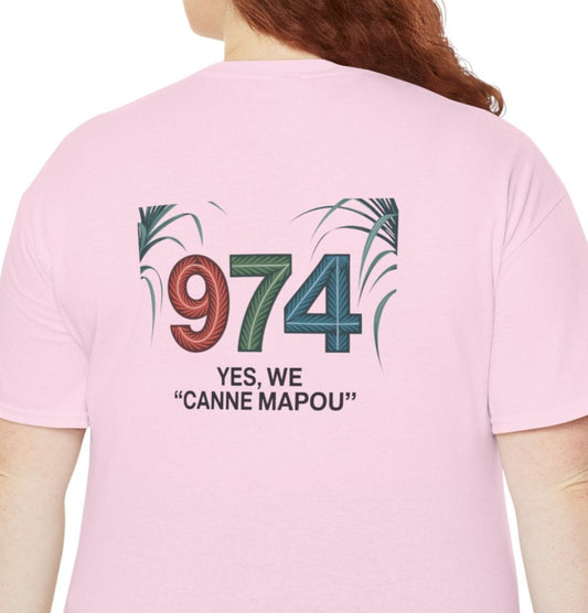 T-Shirt "Canne Mapou", Exotisme, Destination Île de La Réunion, Confort Coton, Sobre, Elégant, Souvenir Unique, Cadeau, Unisexe, Esprit Voyageur