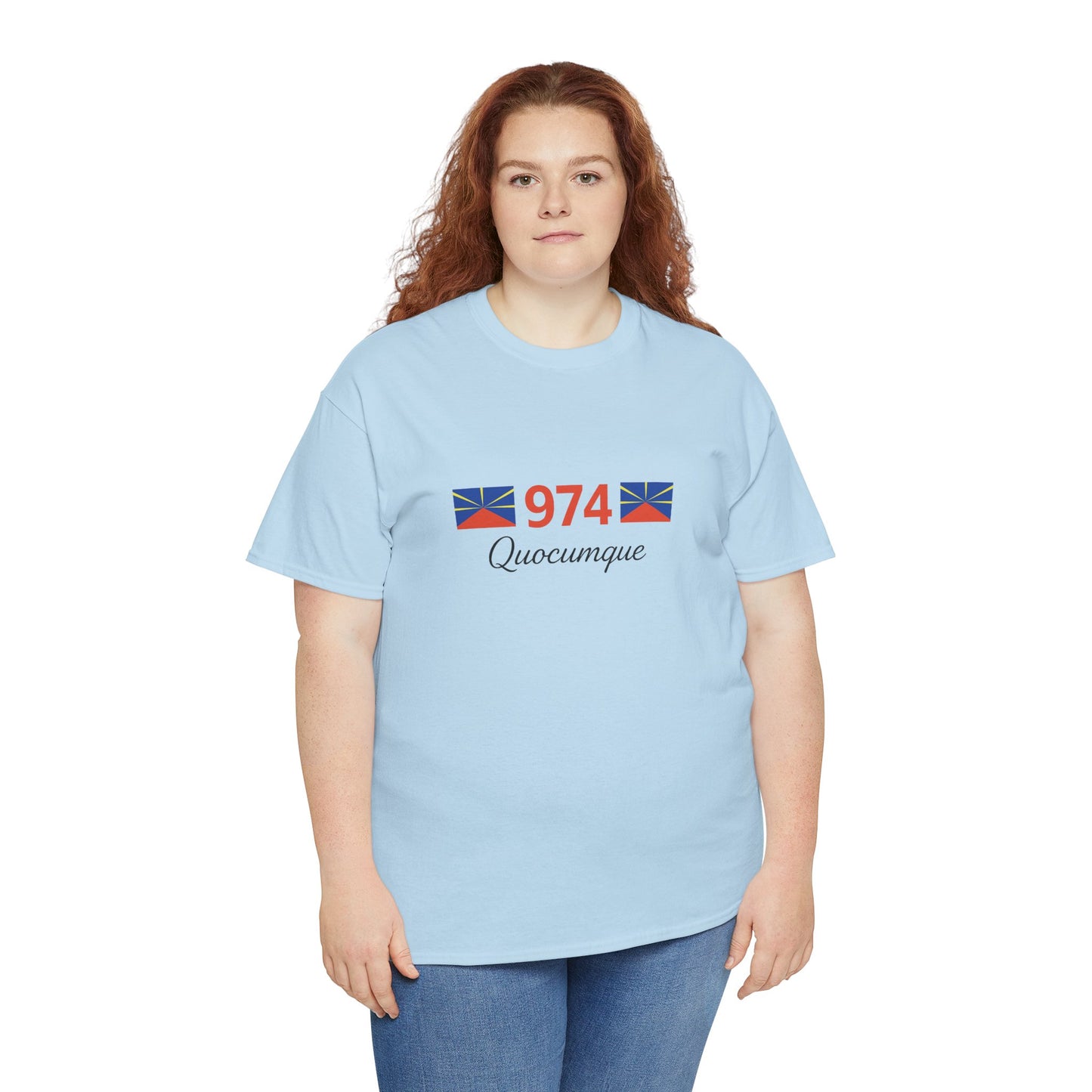 T-shirt "974 Drapeaux", Île de La Réunion, Confort Coton, Sobre, Elégant, Souvenir Unique, Cadeau, Unisexe, Esprit Voyageur