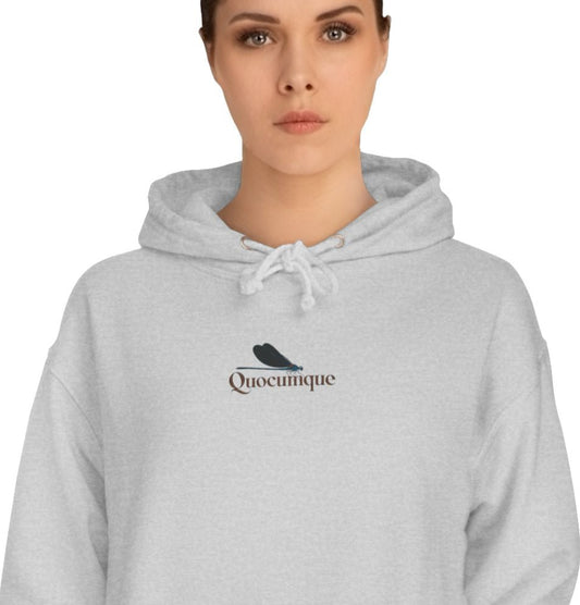 Sweat à Capuche QUOCUMQUE "Libellule",  Hoodie, Unisexe, élégance, sobriété, Homme, Femme, Porte-Bonheur, Gràce Aérienne, Légèreté et pureté