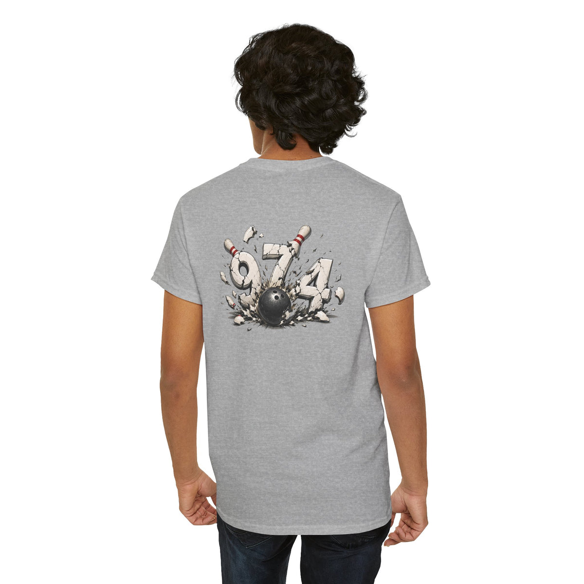 T-shirt " 974 Bowling", Destination Île de La Réunion, Confort Coton, Sobre, Elégant, Souvenir Unique, Vêtement Adulte, Unisexe, Esprit Voyageur