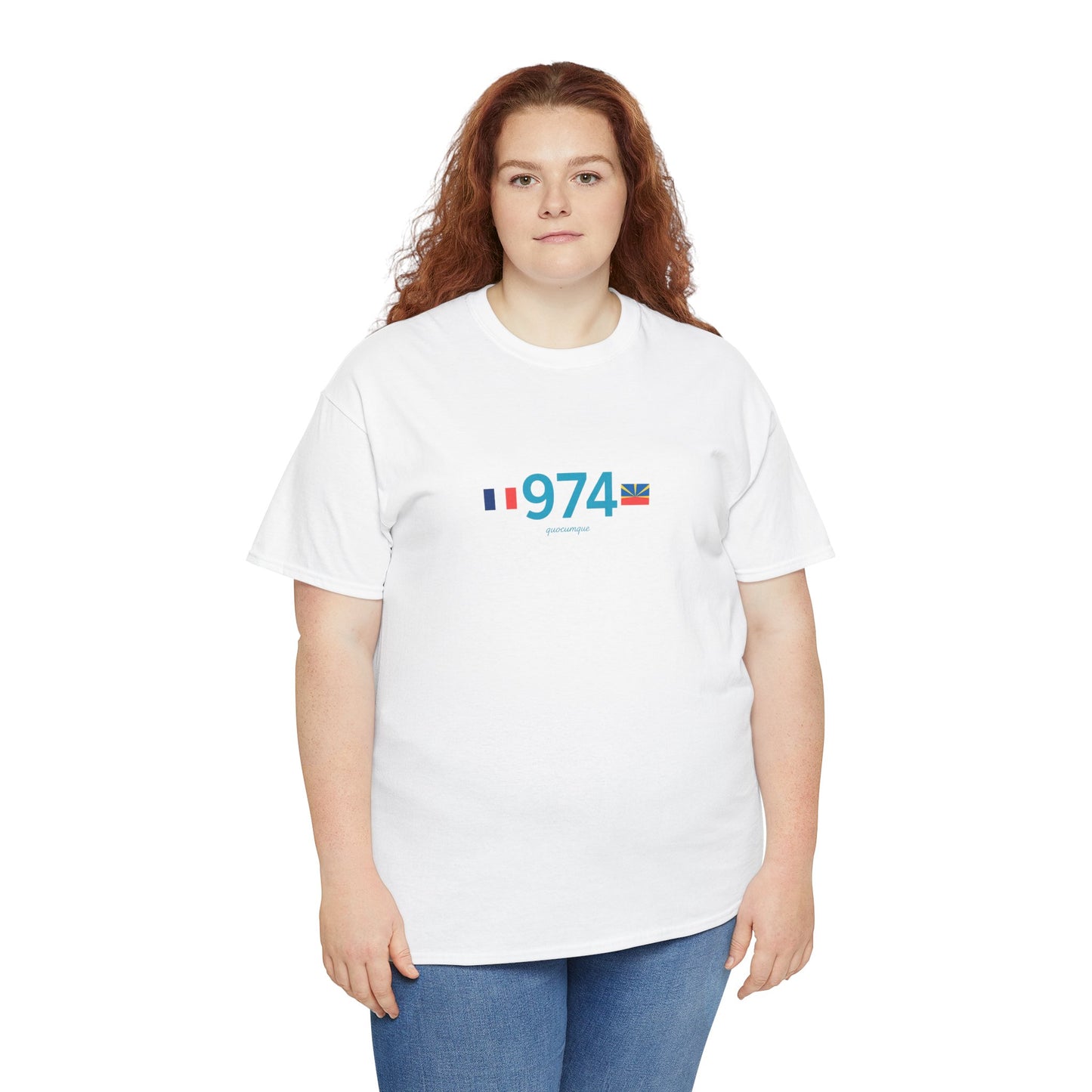 T-shirt "974 Drapeaux", Île de La Réunion, Confort Coton, Sobre, Elégant, Souvenir Unique, Cadeau, Unisexe, Esprit Voyageur