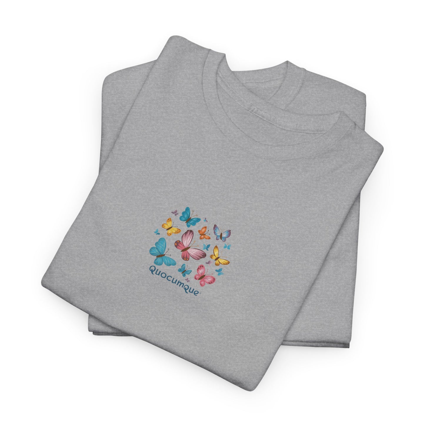 T-shirt Quocumque "Papillons", Légèreté, Les Beaux Jours, Confort Coton, Sobre, Elégant, Souvenir Unique, Cadeau, Unisexe, Esprit Voyageur