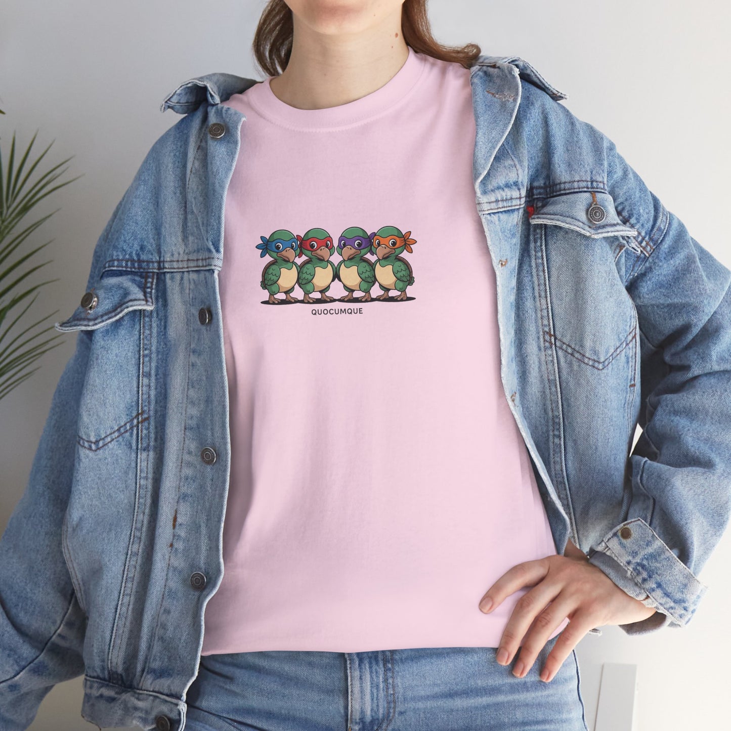 T-shirt Quocumque, " Dodos Ninjas ", Île de La Réunion, Confort Coton, Elégant, Souvenir Unique, Cadeau, Unisexe, Esprit Voyageur, Créole, Bourbon