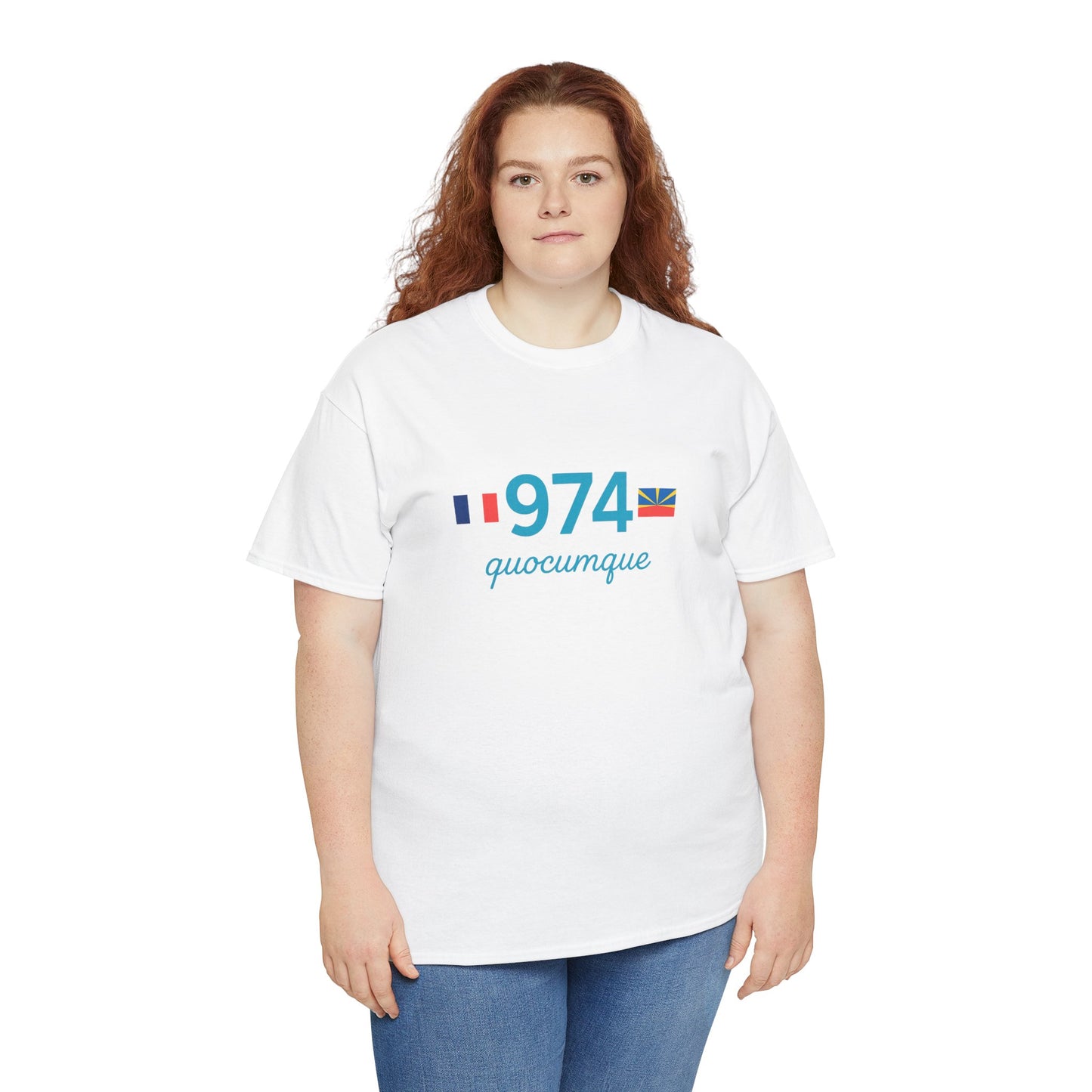 T-shirt "974 Drapeaux", Île de La Réunion, Confort Coton, Sobre, Elégant, Souvenir Unique, Cadeau, Unisexe, Esprit Voyageur