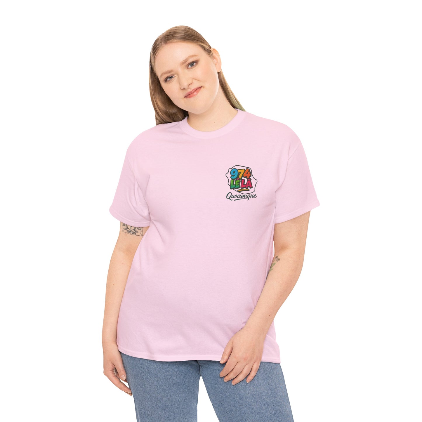 T-shirt Quocumque "974 lé là", Île de La Réunion, Confort Coton, Elégant, Souvenir Unique, Cadeau, Unisexe, Esprit Voyageur, Créole, Bourbon