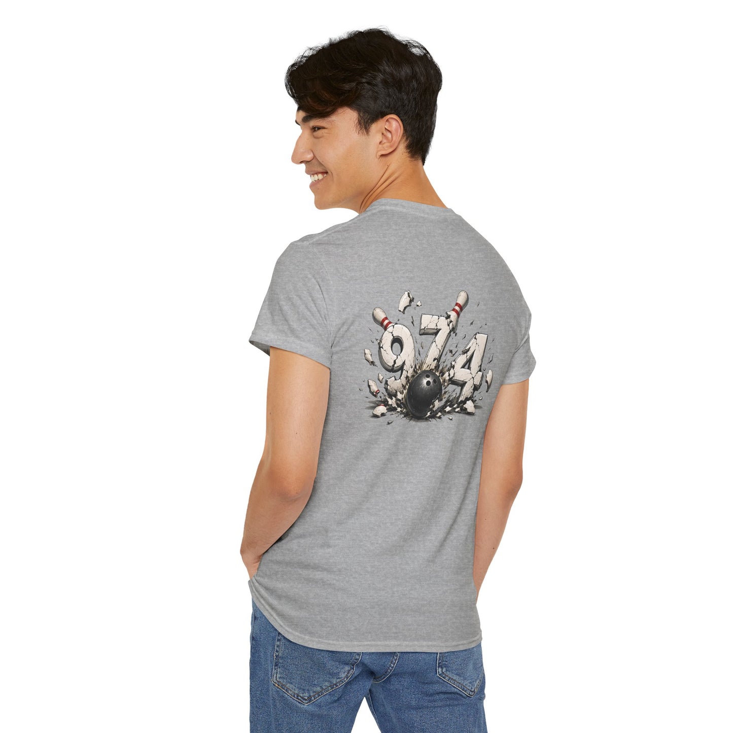 T-shirt " 974 Bowling", Destination Île de La Réunion, Confort Coton, Sobre, Elégant, Souvenir Unique, Vêtement Adulte, Unisexe, Esprit Voyageur
