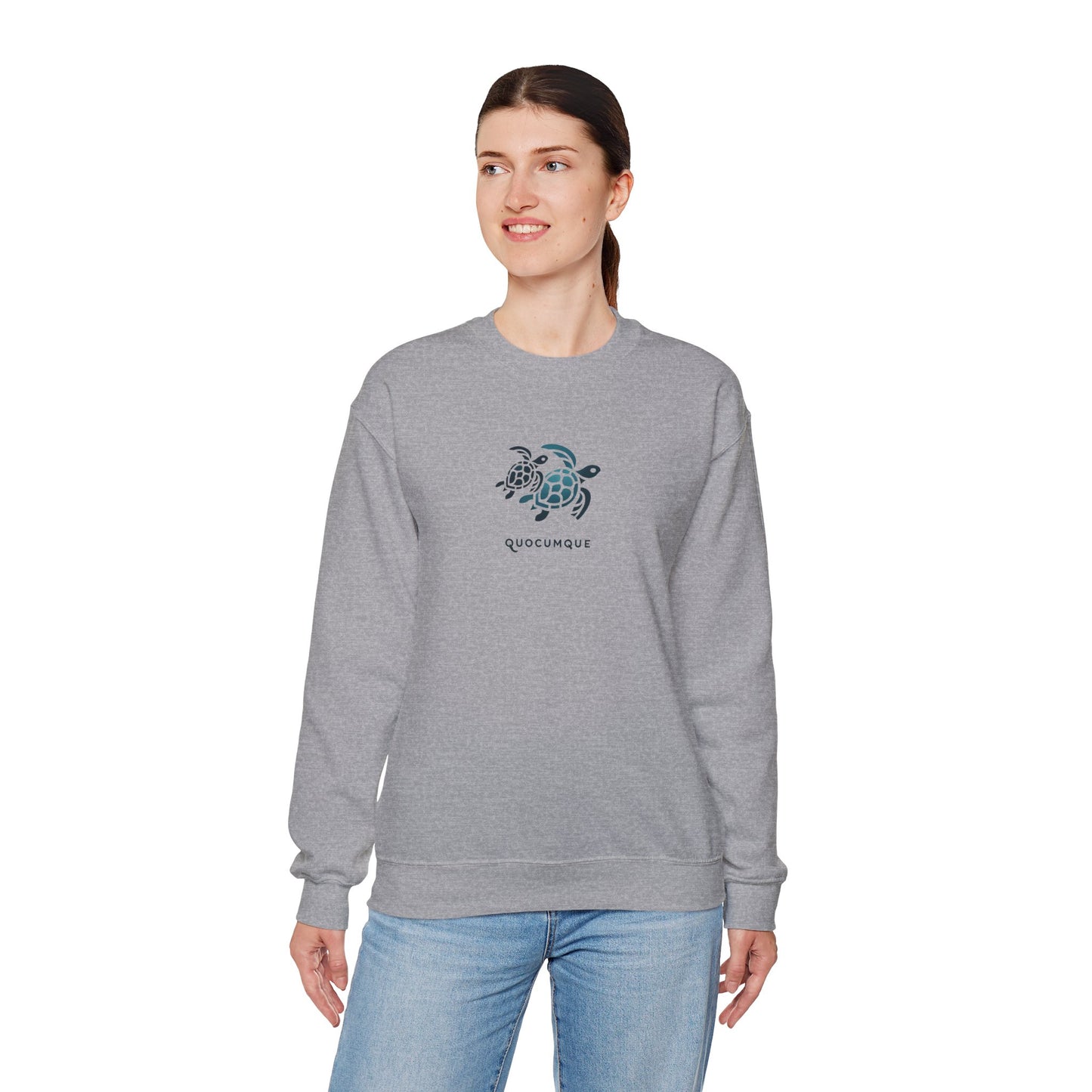 Sweat-Shirt Quocumque "Tortue Marine", Destination l'Île De La Réunion, Adulte, Homme, Femme, Sportive, Sportif, Décontracté, Élégant, Classique, Mer