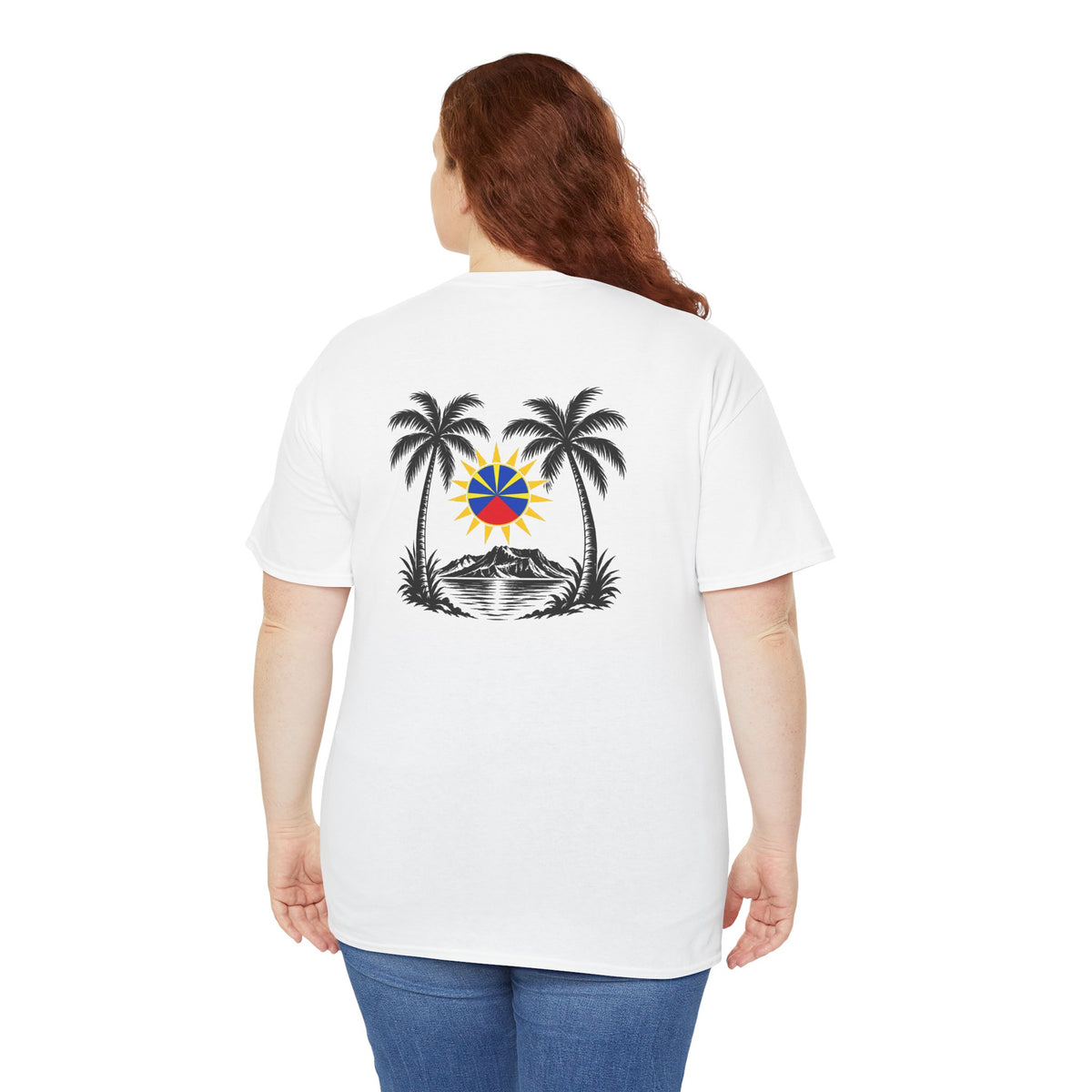 T-shirt " Palmiers", Destination Île de La Réunion, Confort Coton, Sobre, Elégant, Souvenir Unique, Vêtement Adulte, Unisexe, Esprit Voyageur