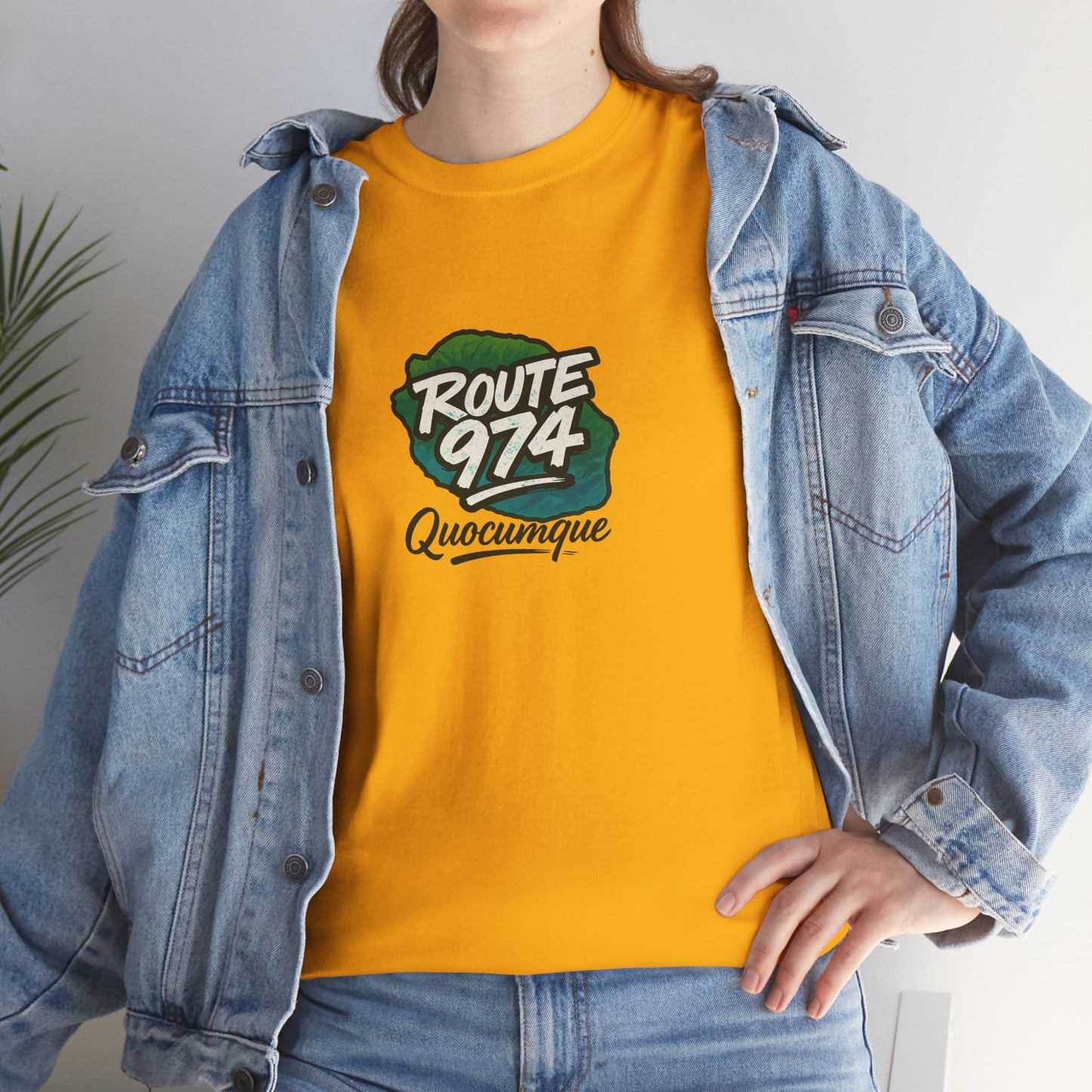 T-shirt "Route 974", Destination Île de La Réunion, Confort Coton, Sobre, Elégant, Souvenir Unique, Cadeau, Unisexe, Esprit Voyageur