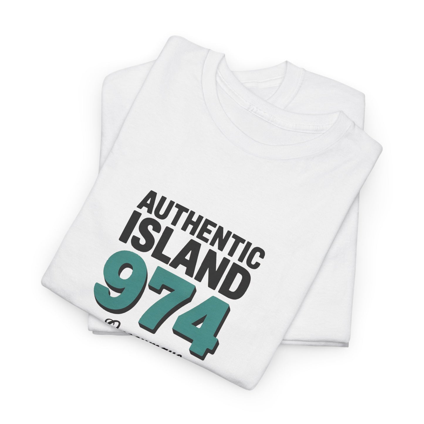 T-shirt " 974 Authentic Island ", Exotisme, Destination Île de La Réunion, Confort Coton, Sobre, Elégant, Souvenir Unique, Cadeau, Unisexe, Esprit Voyageur