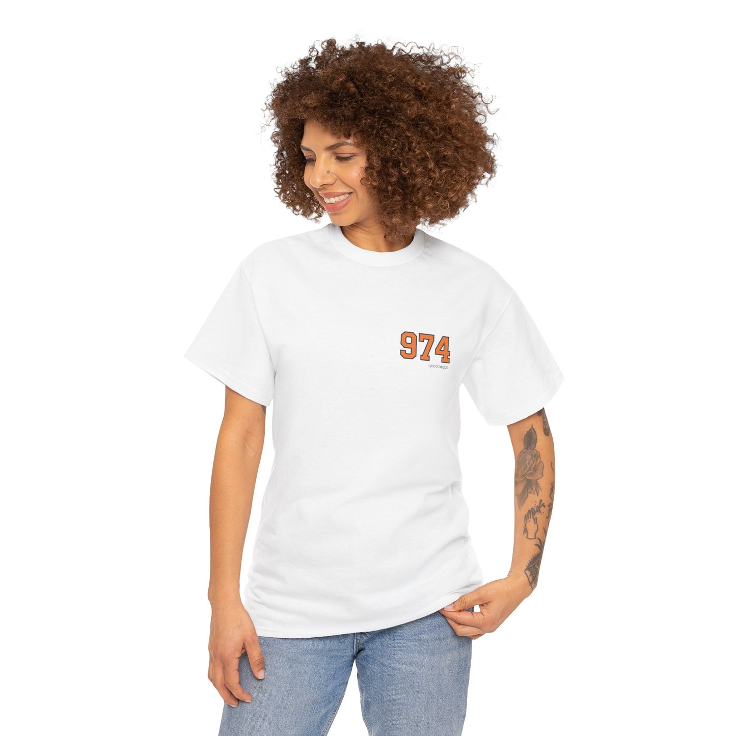 T-shirt " 974 ", Destination Île de La Réunion, Discret, Confort Coton, Sobre, Elégant, Souvenir Unique, Vêtement Adulte, Unisexe, Esprit Voyageur