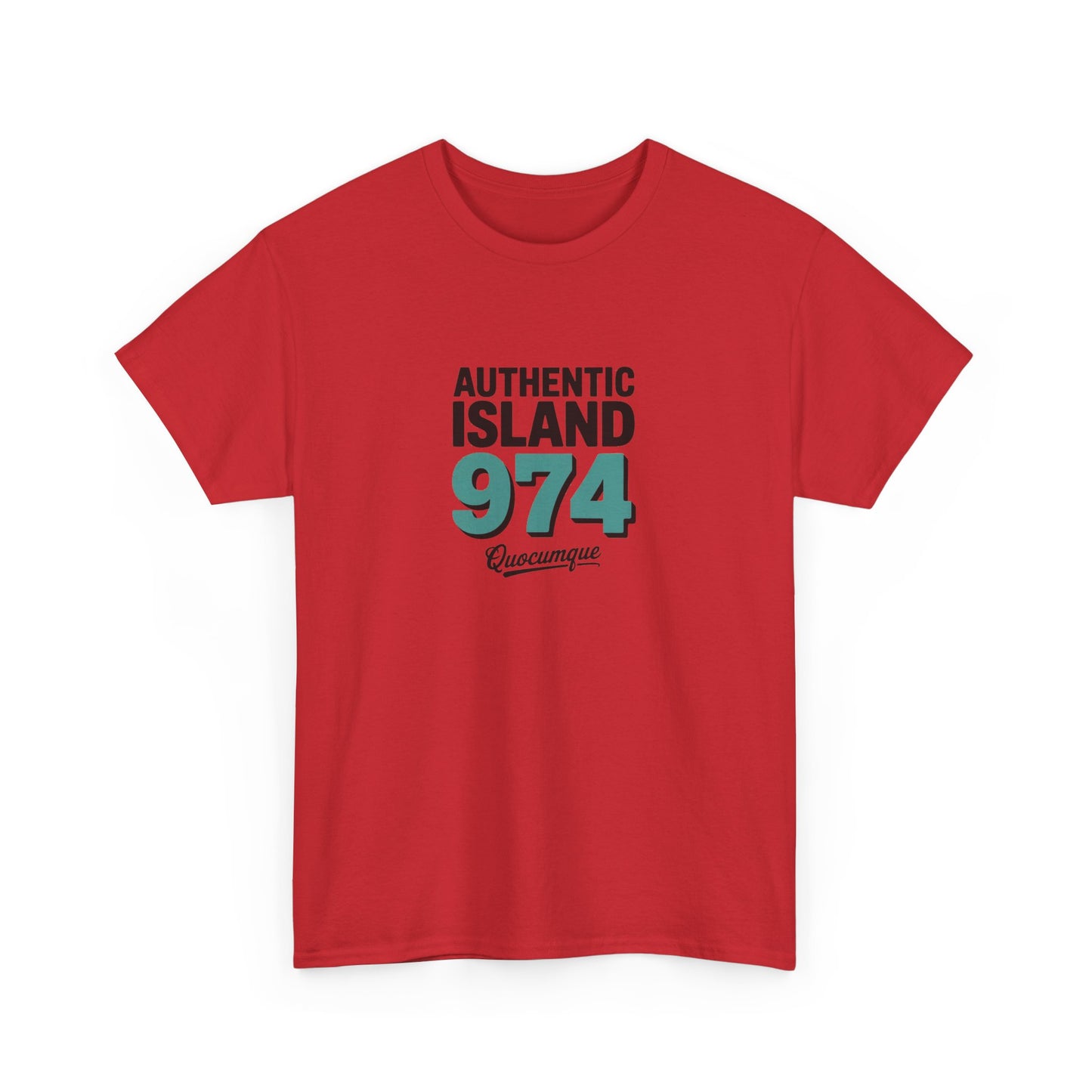 T-shirt " 974 Authentic Island ", Exotisme, Destination Île de La Réunion, Confort Coton, Sobre, Elégant, Souvenir Unique, Cadeau, Unisexe, Esprit Voyageur