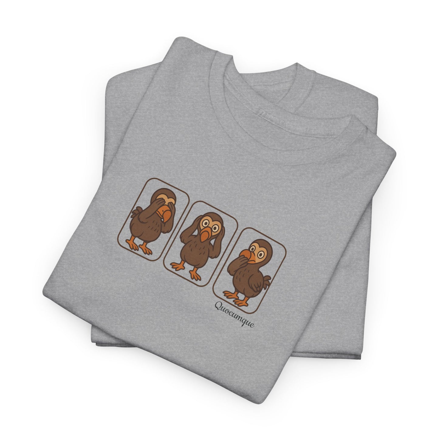 T-shirt Quocumque, "3 Dodos de la Sagesse", Confort, Souvenir Unique, Cadeau, Unisexe, Délicatesse, Homme, Femme, Adulte, Sportif, Liberté, Détente