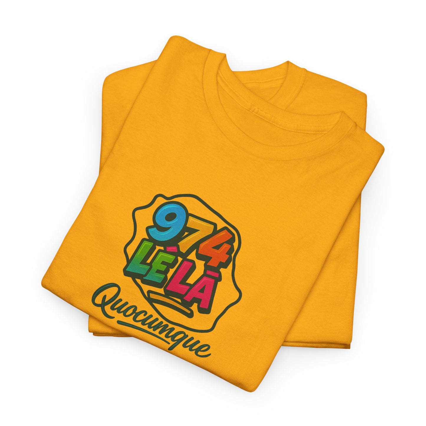 T-shirt Quocumque "974 lé là", Île de La Réunion, Confort Coton, Elégant, Souvenir Unique, Cadeau, Unisexe, Esprit Voyageur, Créole, Bourbon