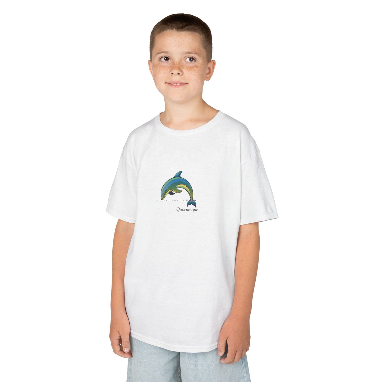 T-shirt Quocumque, Dauphin, Mammifère Marin, Douceur Coton, Pour les enfants de 5-6 ans( Taille XS), Pour les 7-8 ans( taille S), Pour les 9-10 ans( taille M), Pour les 11-12 ans( taille L), Pour les 13-14 ans( taille XL)