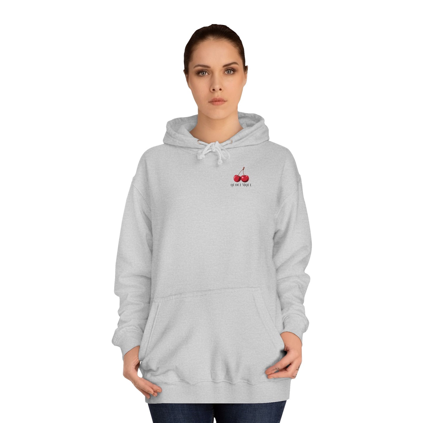 Sweat à Capuche Quocumque "Cerises",  Hoodie, Unisexe, élégance, sobriété, Adulte, Homme, Femme, Sportif, Fruit Rouge