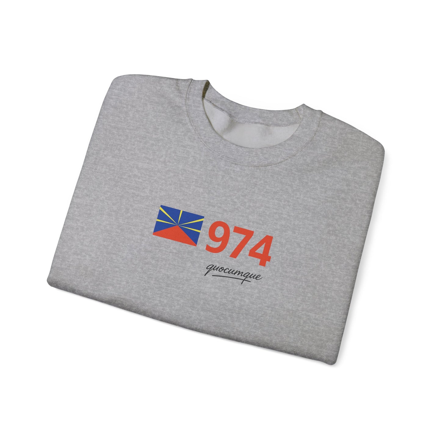 Copy of Sweat Quocumque "974 drapeau", Exotique, Destination Île De La Réunion, Adulte, Homme, Femme, Sportive, Sportif, Décontracté, Drapeau Régional