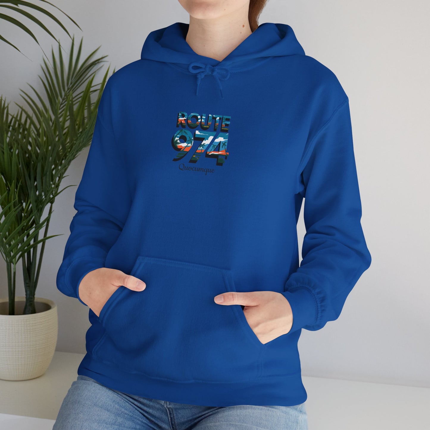 Sweat-Shirt à Capuche Collection " Route 974", Exotisme, Adulte, Homme, Femme, Sportive, Sportif, Décontracté, Classique, Destination La Réunion