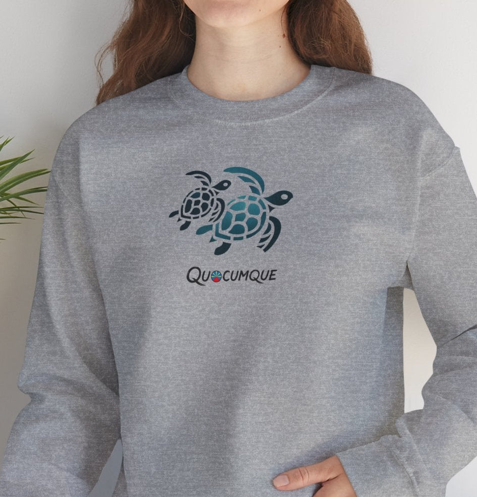 Sweat Quocumque "Tortue Marine", Exotique, Destination Île De La Réunion, Adulte, Homme, Femme, Sportive, Sportif, Décontracté, Drapeau Régional